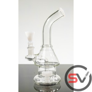 CURVED NECK TRIANGLE ROUND BASE GLASS WATER PIPE 9inch